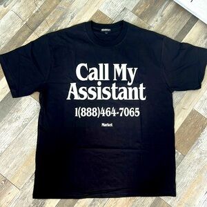 Market Graphic T Shirt Men’s Collab shirt unisex MKT black XL call my assistant